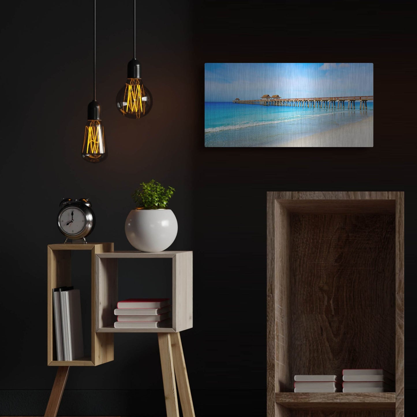 Luxe Metal Art 'Naples Florida Pier' by Luxe Portfolio, Metal Wall Art,24x12