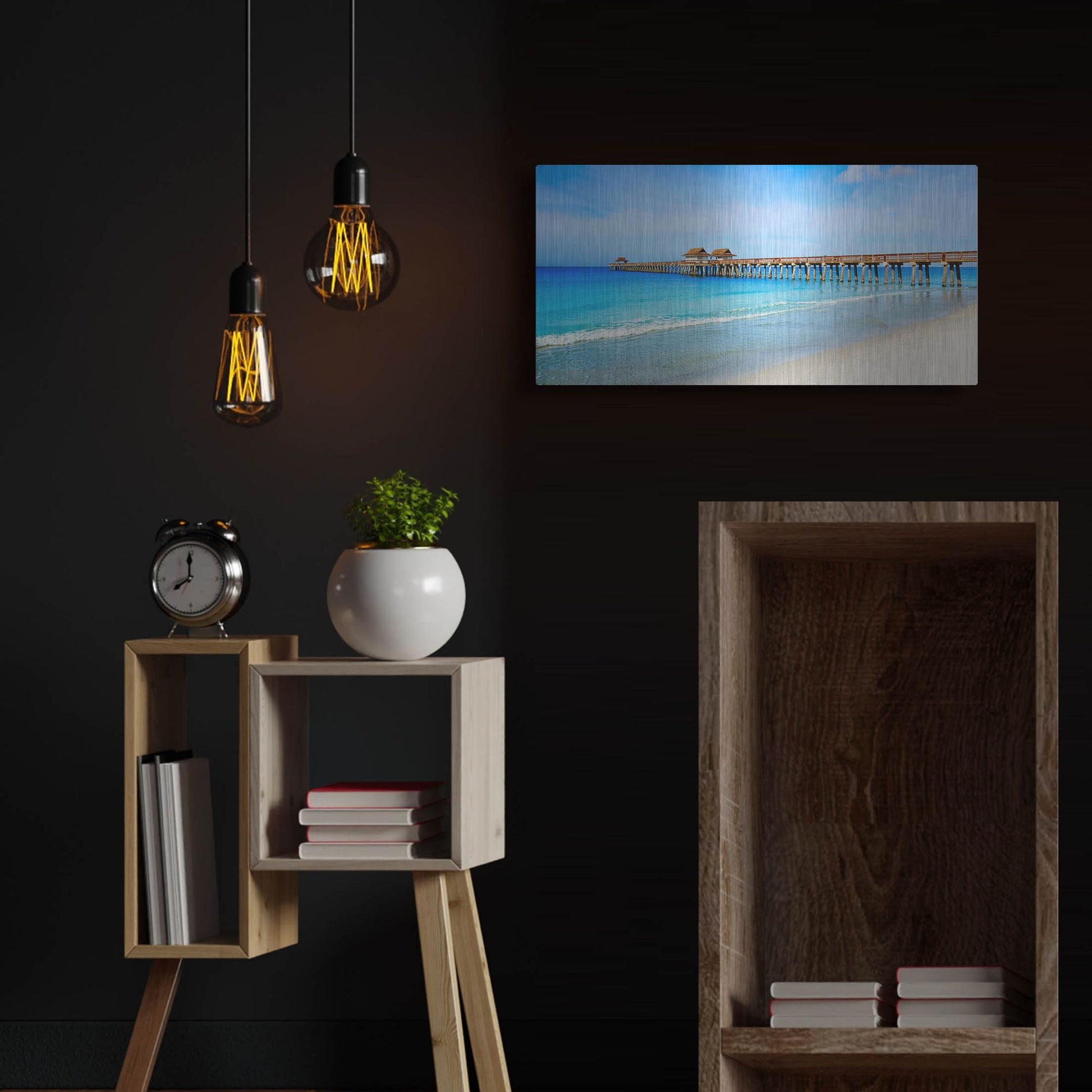 Luxe Metal Art 'Naples Florida Pier' by Luxe Portfolio, Metal Wall Art,24x12