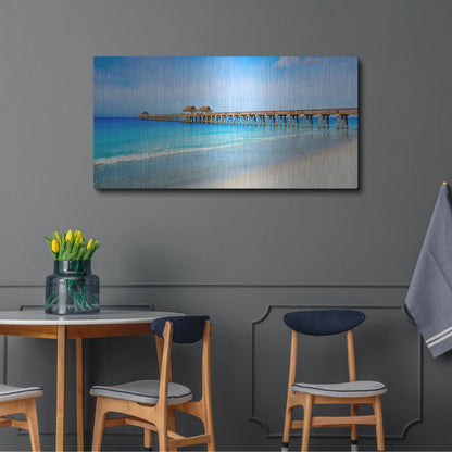 Luxe Metal Art 'Naples Florida Pier' by Luxe Portfolio, Metal Wall Art,48x24