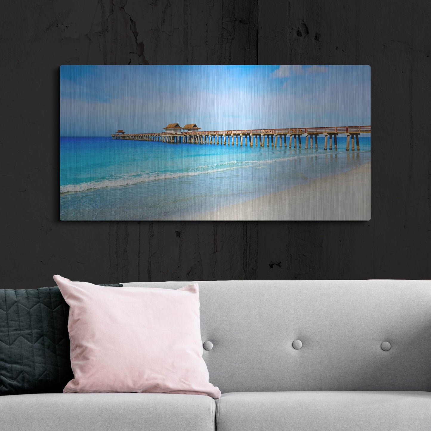 Luxe Metal Art 'Naples Florida Pier' by Luxe Portfolio, Metal Wall Art,48x24