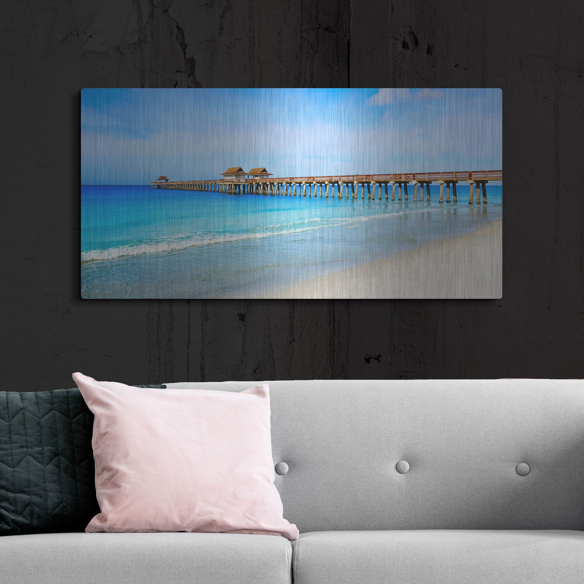 Luxe Metal Art 'Naples Florida Pier' by Luxe Portfolio, Metal Wall Art,48x24