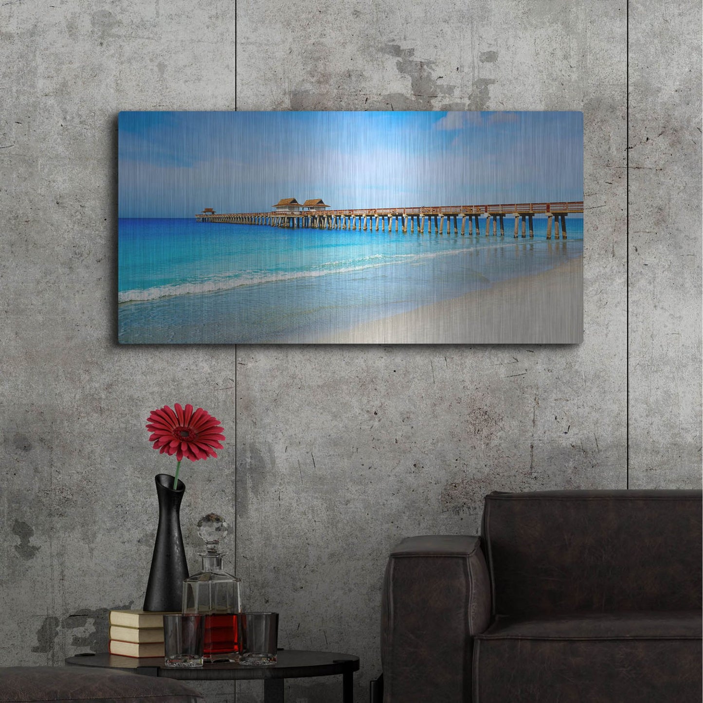 Luxe Metal Art 'Naples Florida Pier' by Luxe Portfolio, Metal Wall Art,48x24