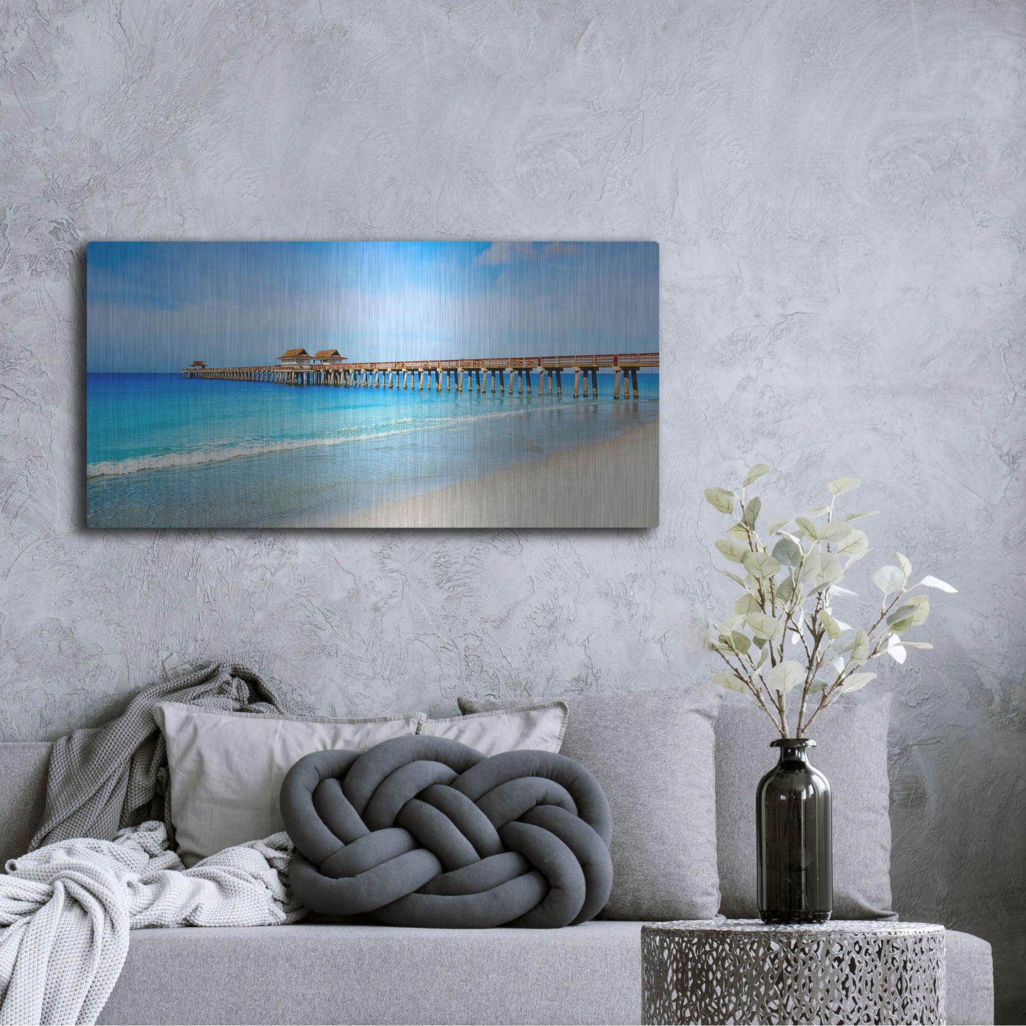 Luxe Metal Art 'Naples Florida Pier' by Luxe Portfolio, Metal Wall Art,48x24