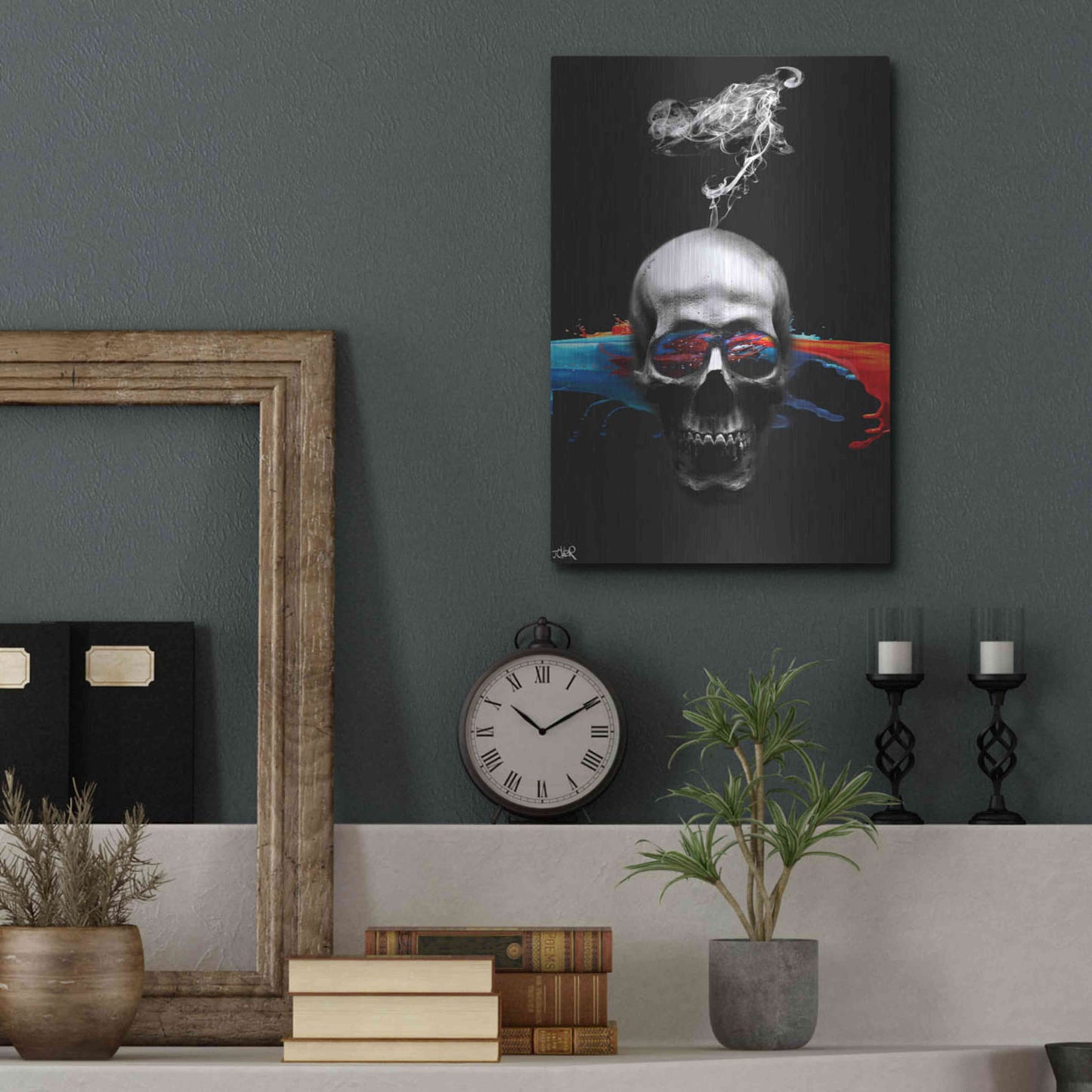 Luxe Metal Art 'Death Logic' by Loui Jover, Metal Wall Art,12x16