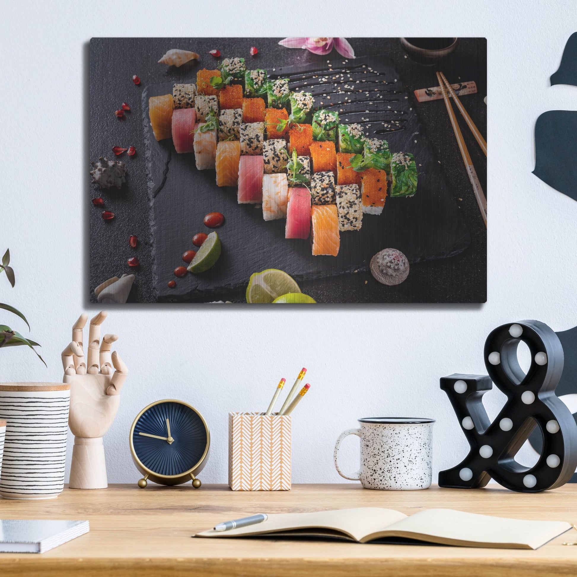 Luxe Metal Art 'Sushi Board' by Luxe Portfolio, Metal Wall Art,16x12