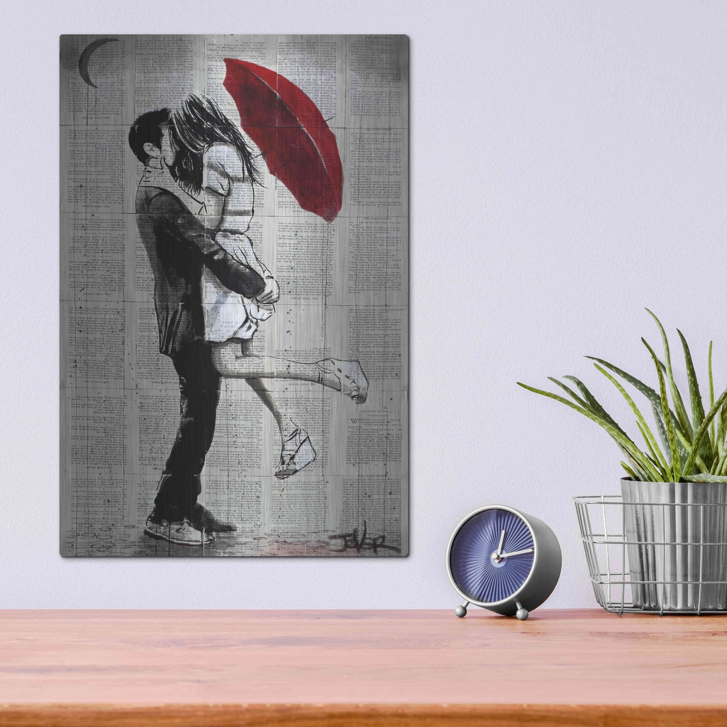 Luxe Metal Art 'Forever Romantics' by Loui Jover, Metal Wall Art,12x16