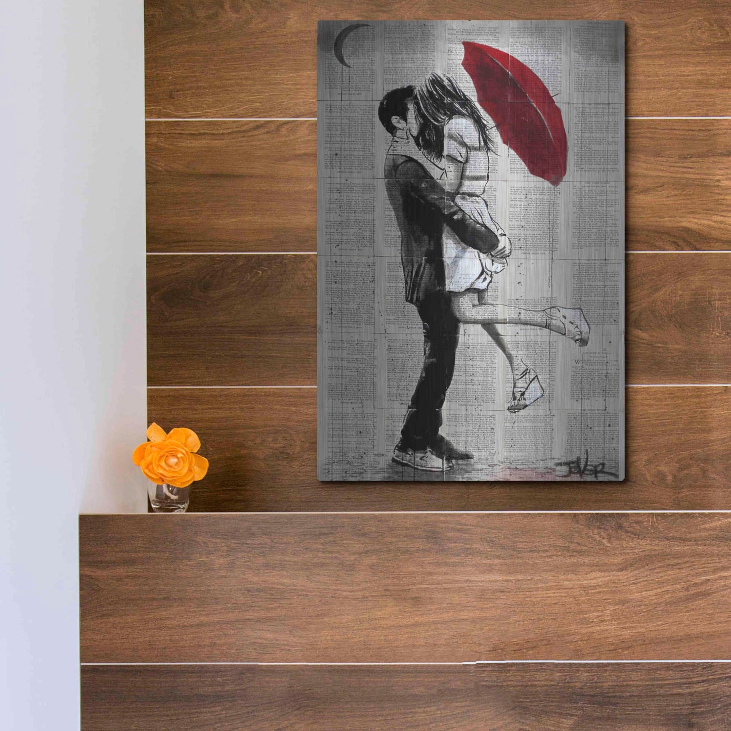 Luxe Metal Art 'Forever Romantics' by Loui Jover, Metal Wall Art,12x16