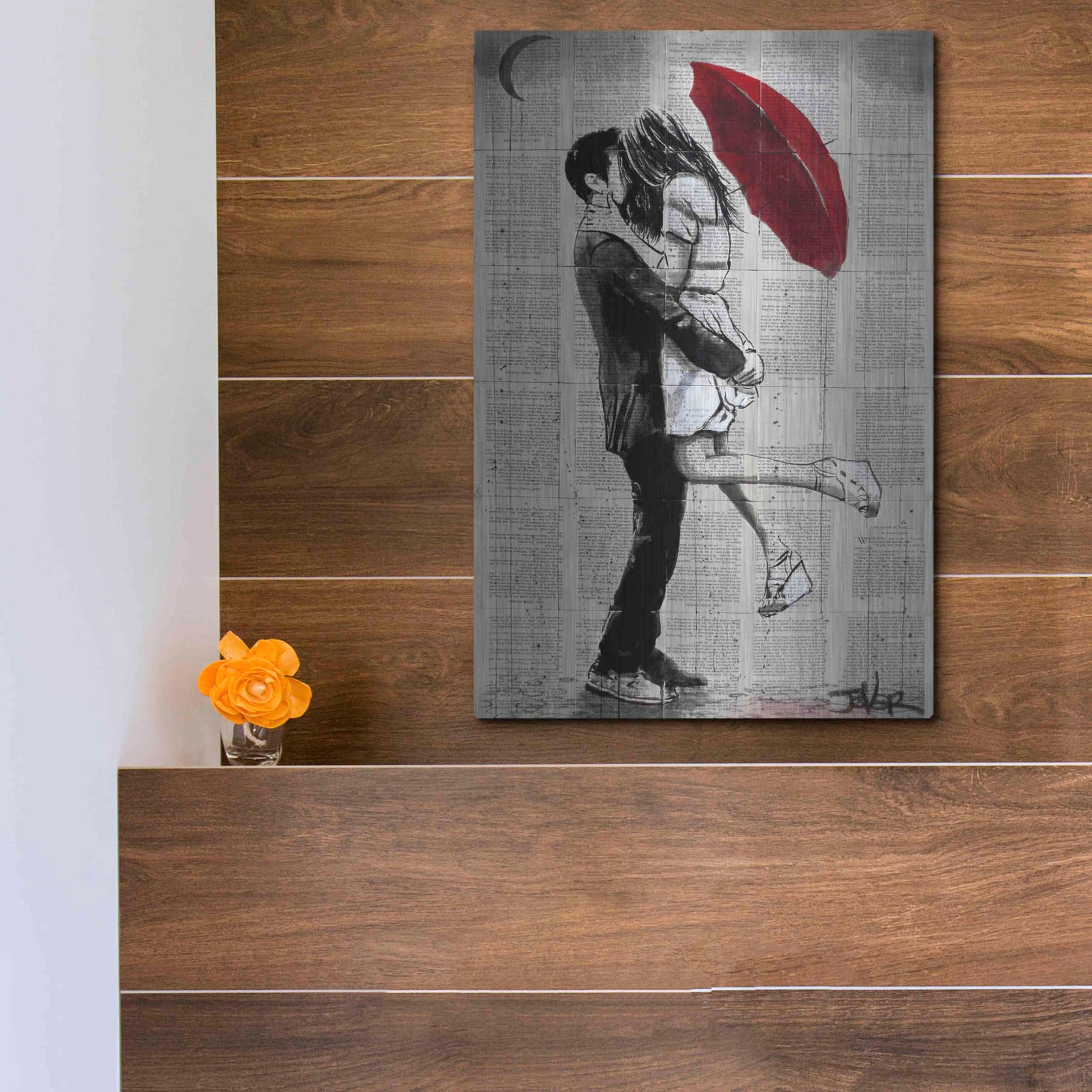 Luxe Metal Art 'Forever Romantics' by Loui Jover, Metal Wall Art,12x16