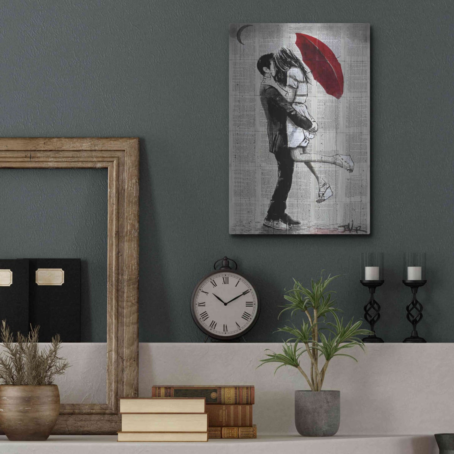 Luxe Metal Art 'Forever Romantics' by Loui Jover, Metal Wall Art,12x16