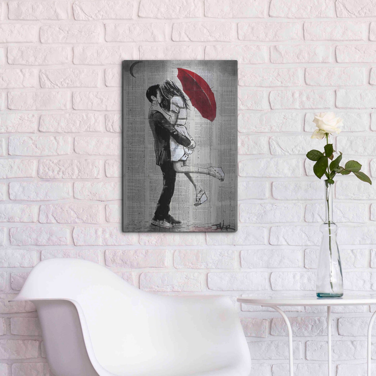 Luxe Metal Art 'Forever Romantics' by Loui Jover, Metal Wall Art,16x24