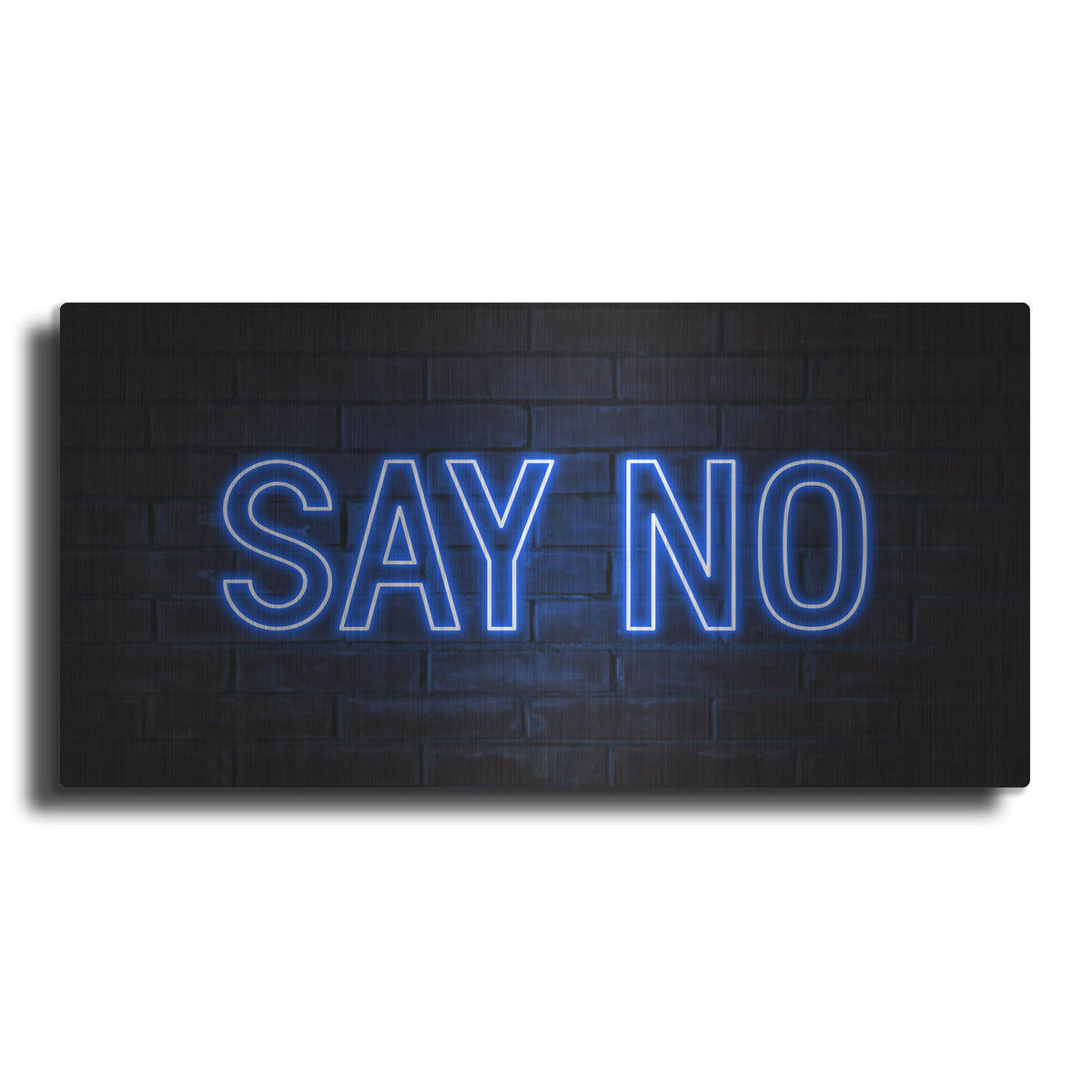 Luxe Metal Art 'Say No In Neon Blue' by Luxe Portfolio, Metal Wall Art
