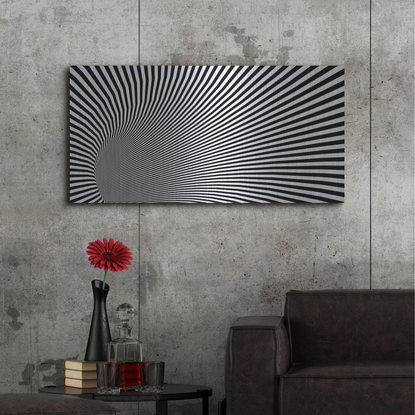 Luxe Metal Art 'Psychedelic Twisted Circle' by Luxe Portfolio, Metal Wall Art,48x24