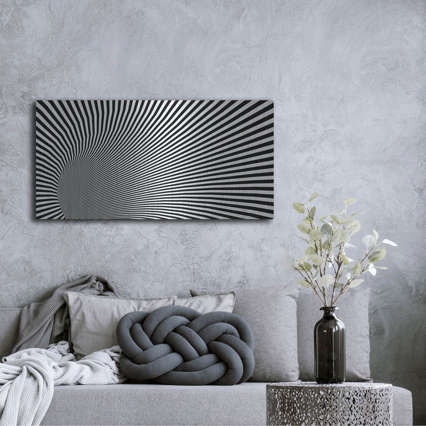 Luxe Metal Art 'Psychedelic Twisted Circle' by Luxe Portfolio, Metal Wall Art,48x24