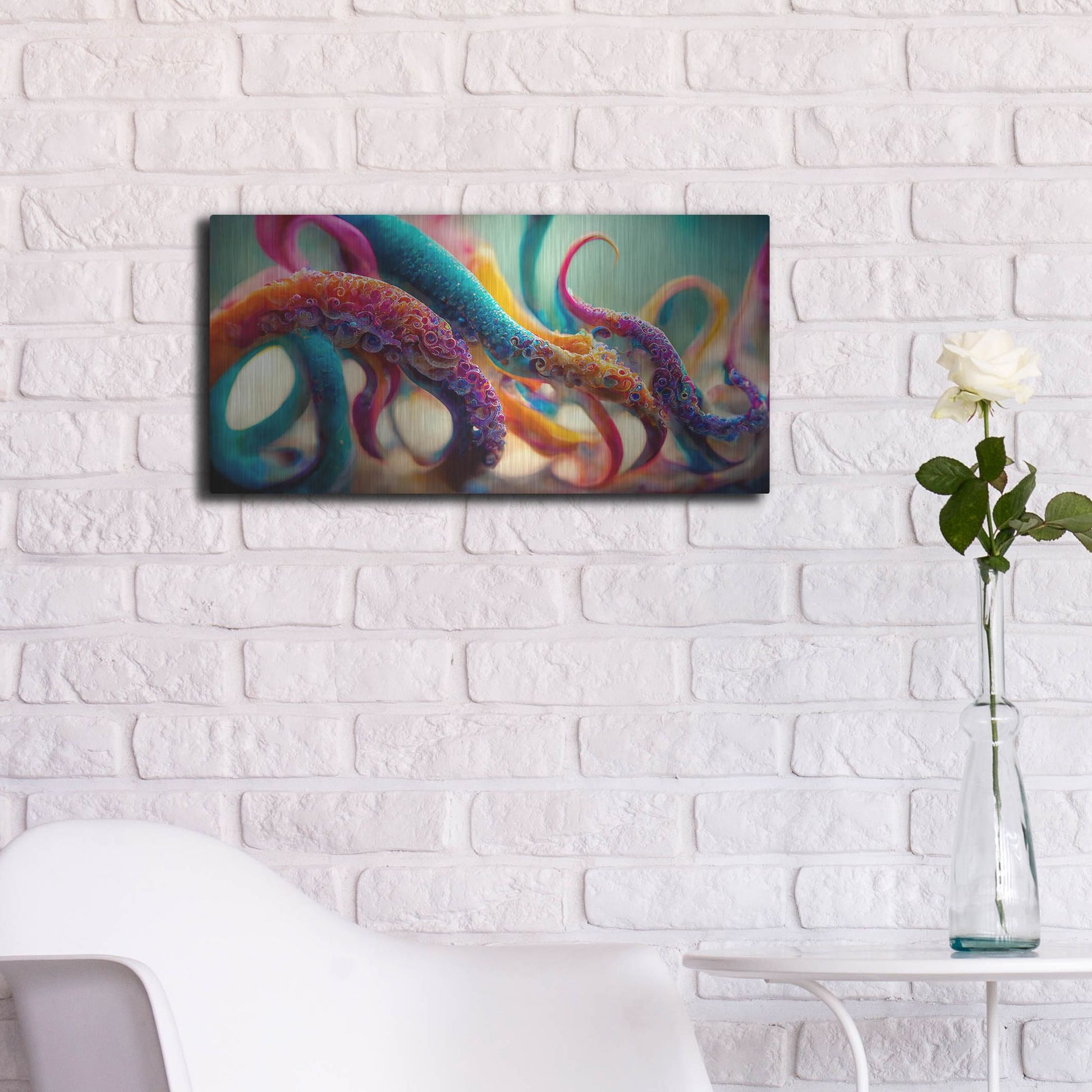 Luxe Metal Art 'Painterly Tentacles' by Luxe Portfolio, Metal Wall Art,24x12