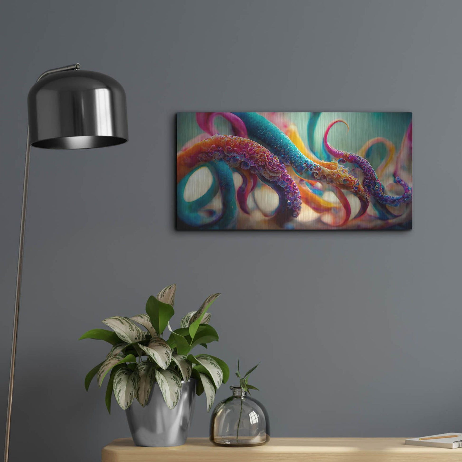 Luxe Metal Art 'Painterly Tentacles' by Luxe Portfolio, Metal Wall Art,24x12