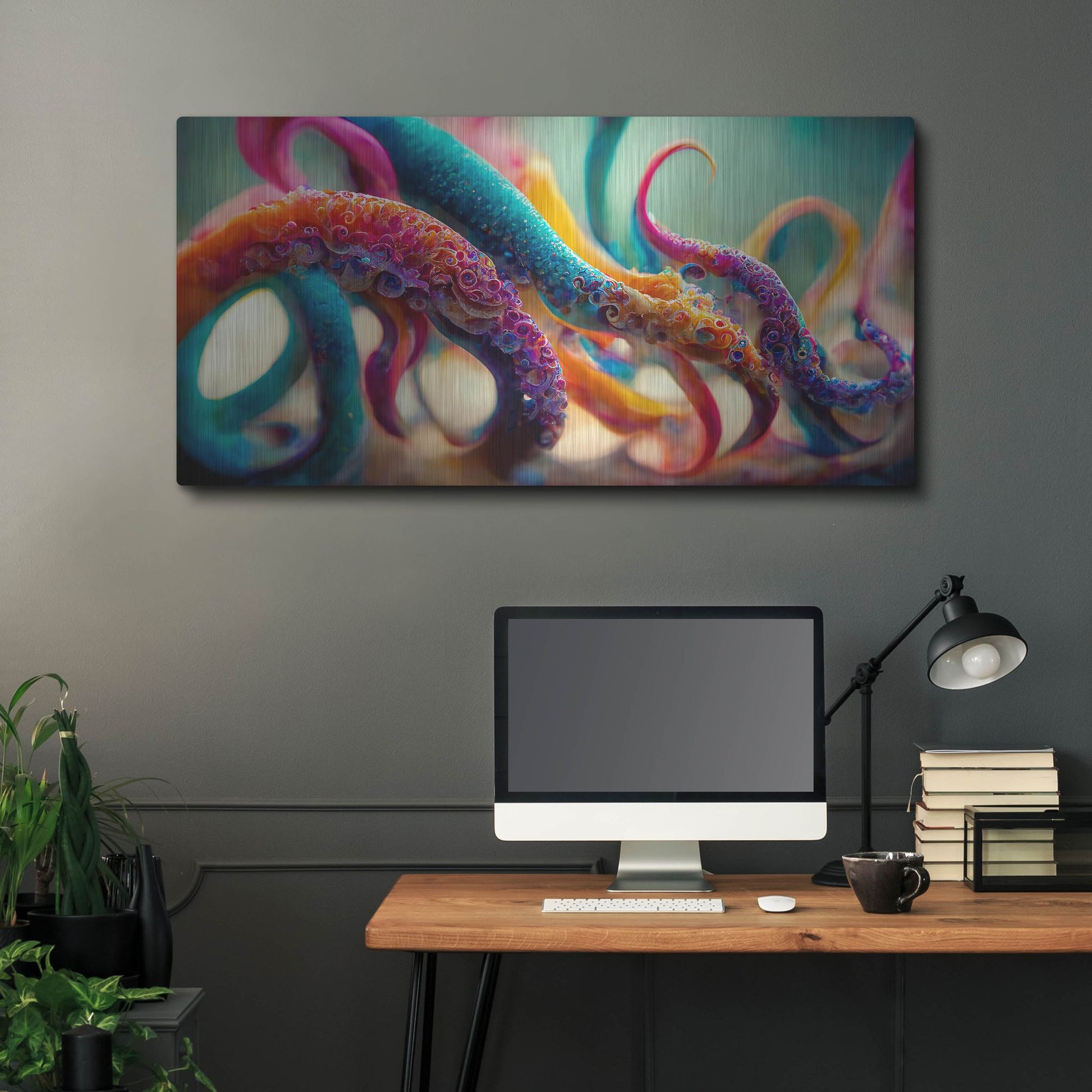 Luxe Metal Art 'Painterly Tentacles' by Luxe Portfolio, Metal Wall Art,48x24