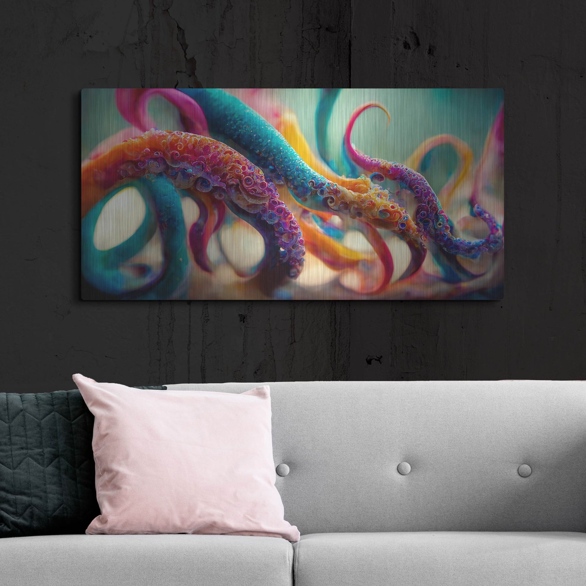Luxe Metal Art 'Painterly Tentacles' by Luxe Portfolio, Metal Wall Art,48x24