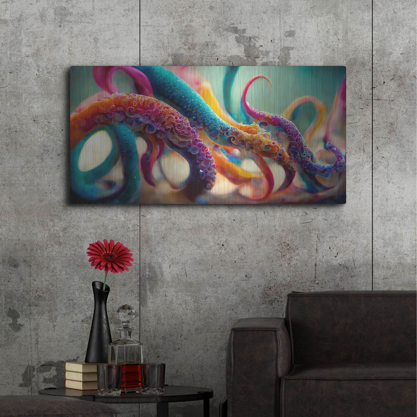 Luxe Metal Art 'Painterly Tentacles' by Luxe Portfolio, Metal Wall Art,48x24