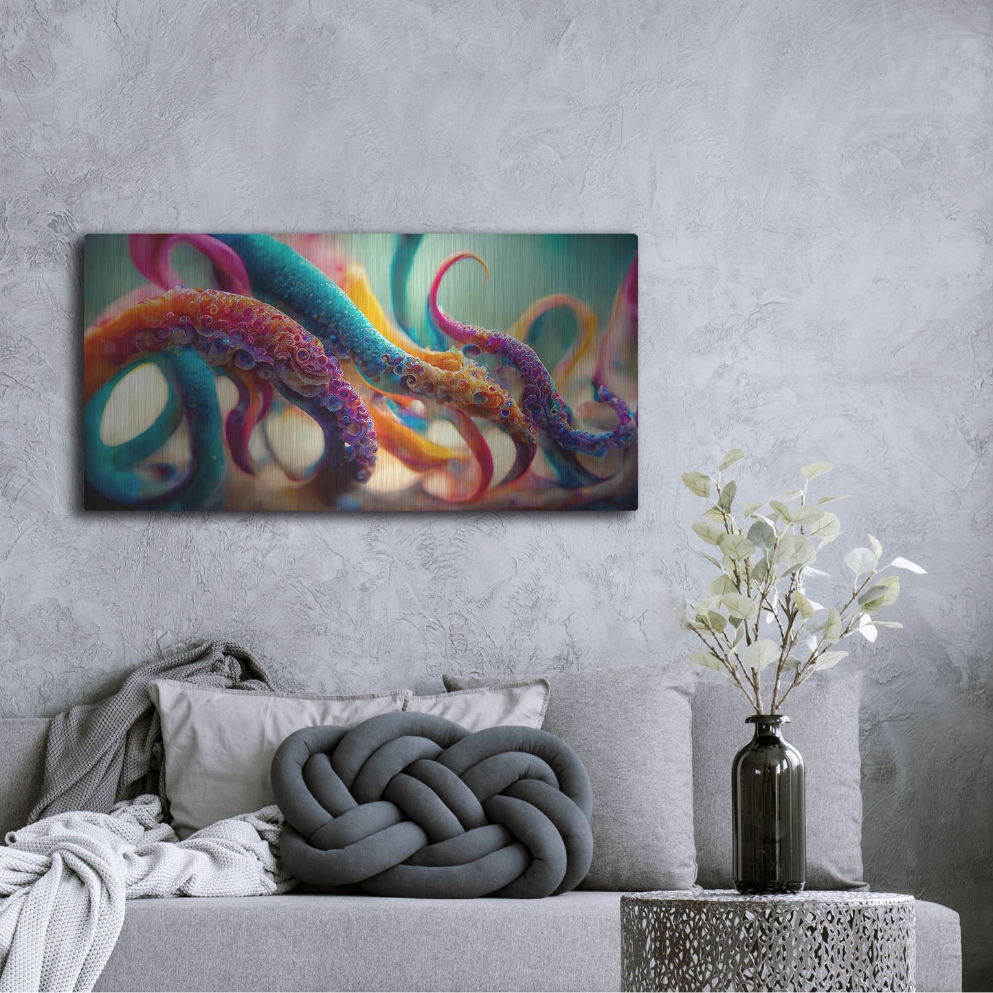 Luxe Metal Art 'Painterly Tentacles' by Luxe Portfolio, Metal Wall Art,48x24
