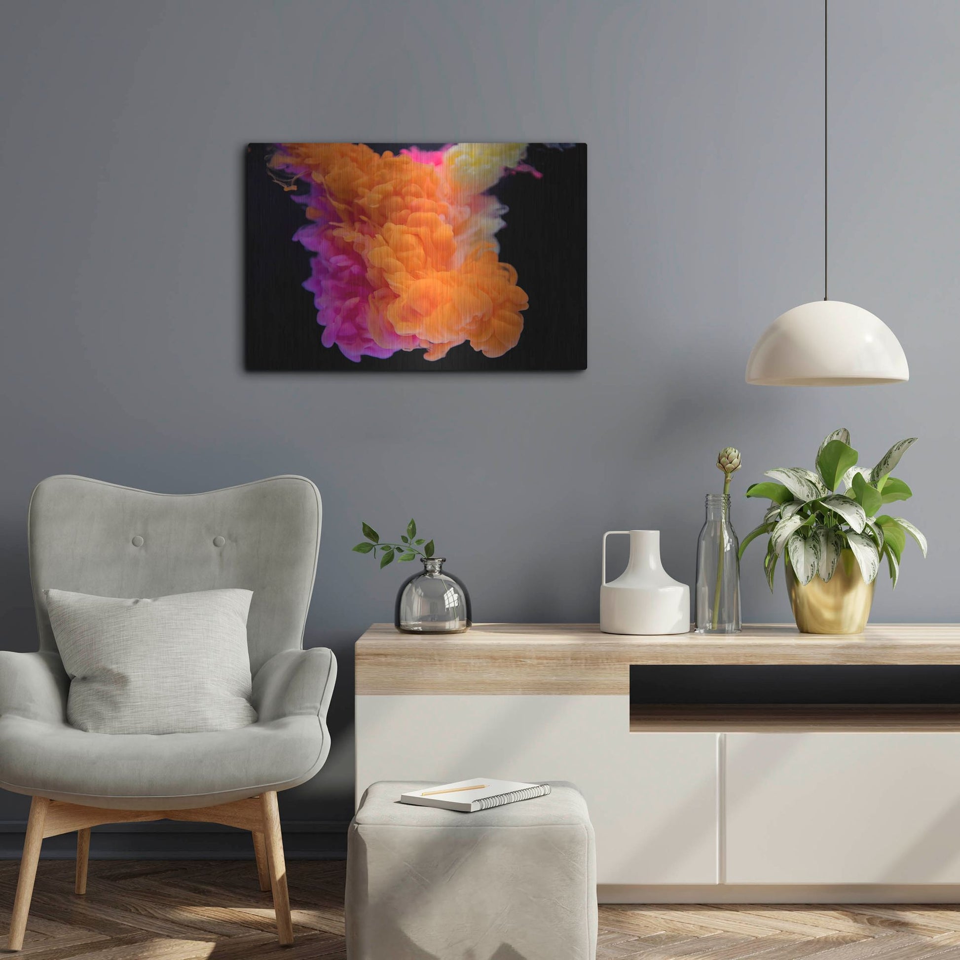 Luxe Metal Art 'Orange Burst' by Luxe Portfolio, Metal Wall Art,24x16