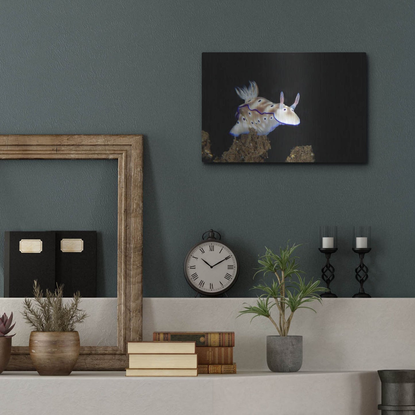 Luxe Metal Art 'Nudibranch On Coral Reef' by Luxe Portfolio, Metal Wall Art,16x12