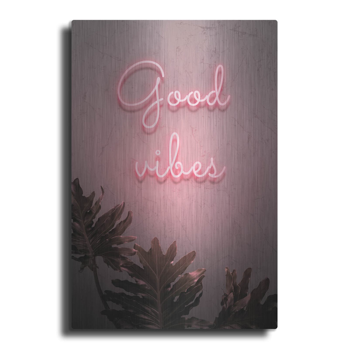 'Good Vibes In Neon Pink' by Luxe Metal Portfolio – Metal Wall Art