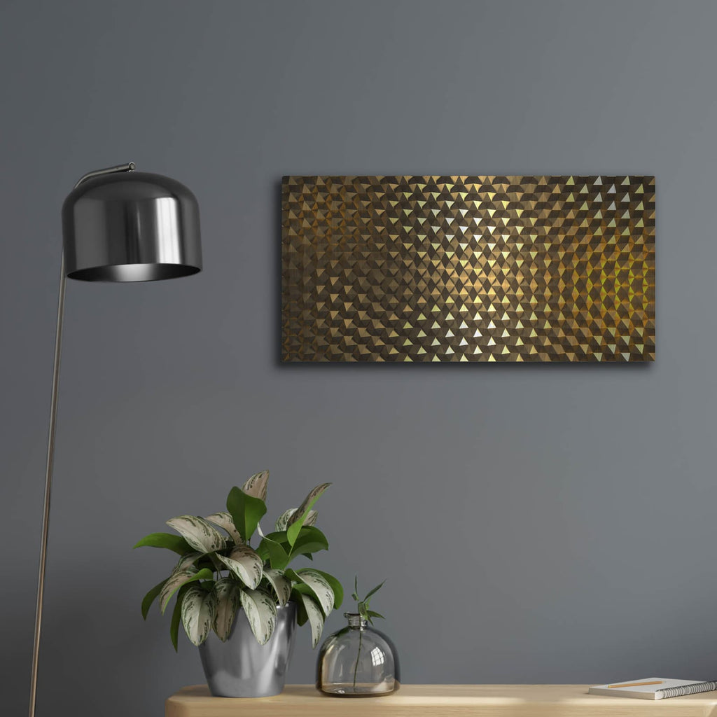 'Gold Hexigans' by Luxe Metal Portfolio – Metal Wall Art, 24x12 room view
