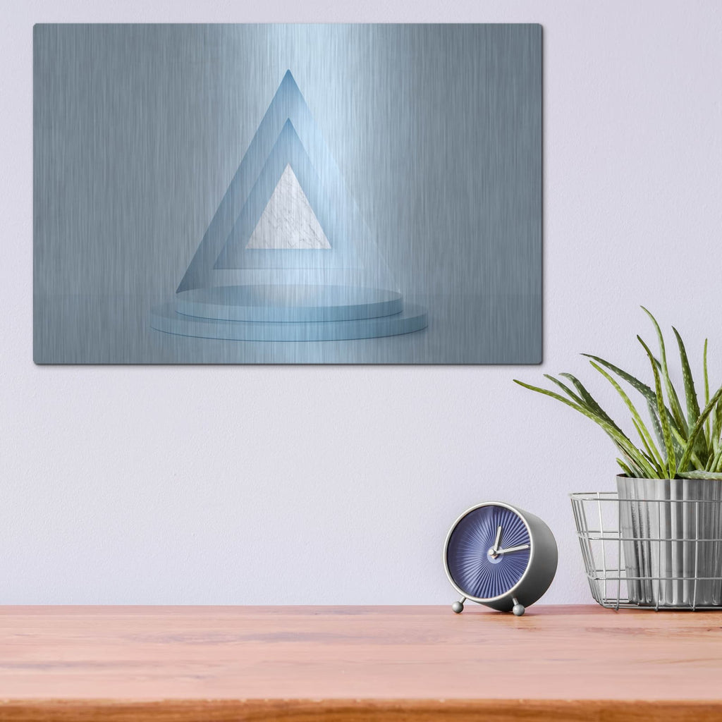 'Equilateral Blue' by Luxe Metal Portfolio – Metal Wall Art, 16x12 room view