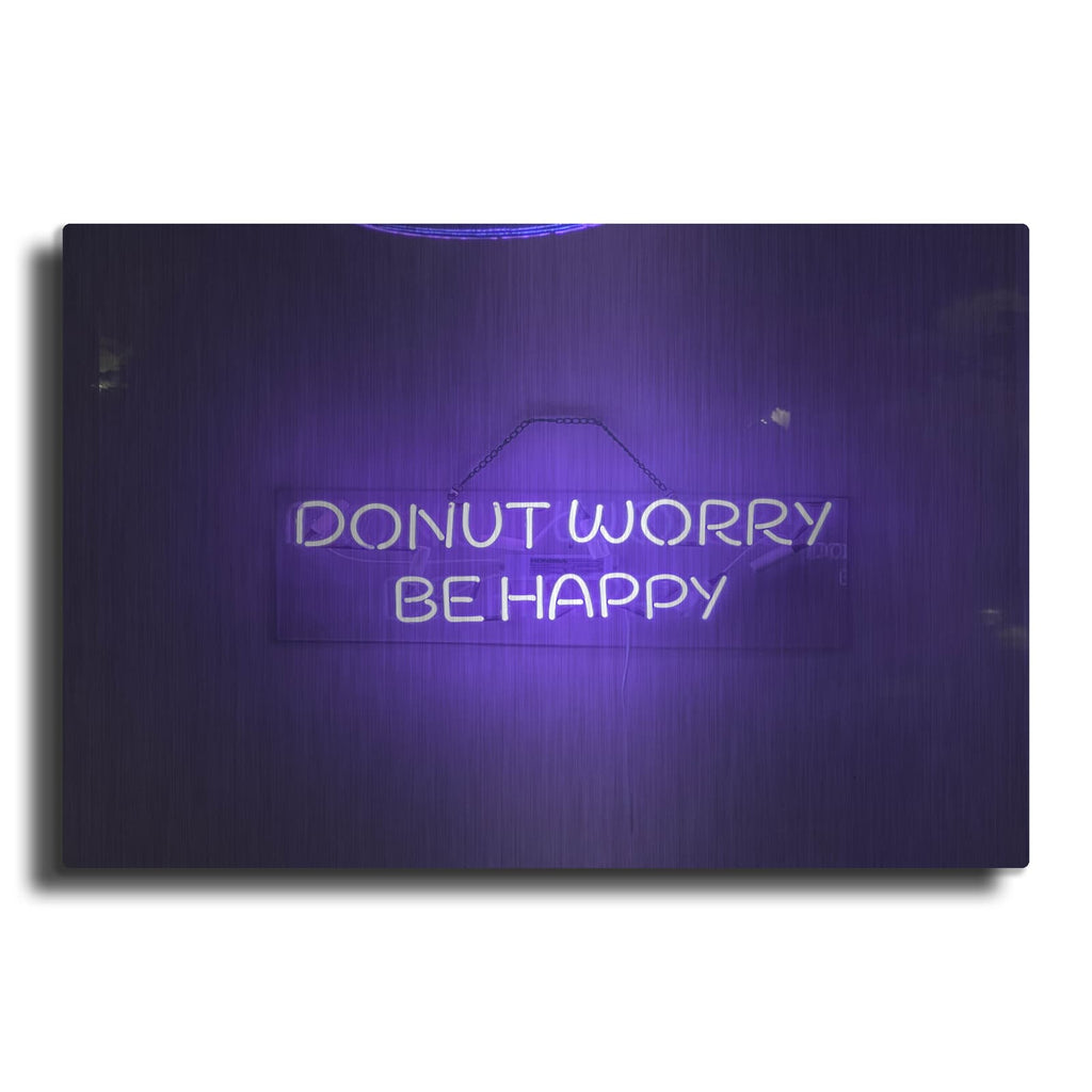 'Donut Worry Be Happy In Neon Purple' by Luxe Metal Portfolio – Metal Wall Art