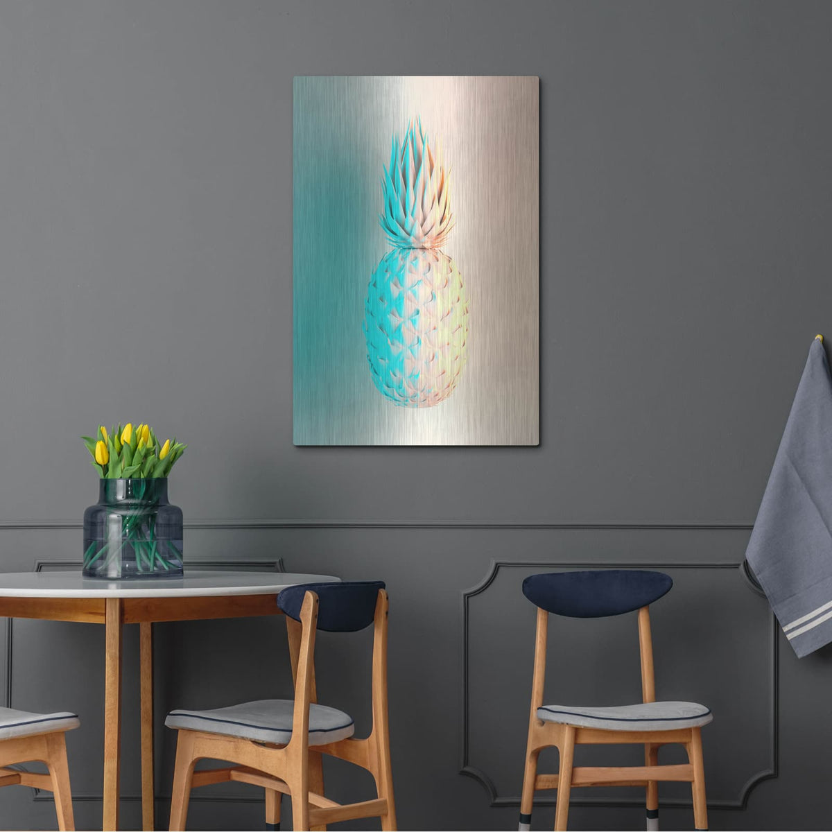'Delicate Pineapple' by Luxe Metal Portfolio – Metal Wall Art, 24x36 room view