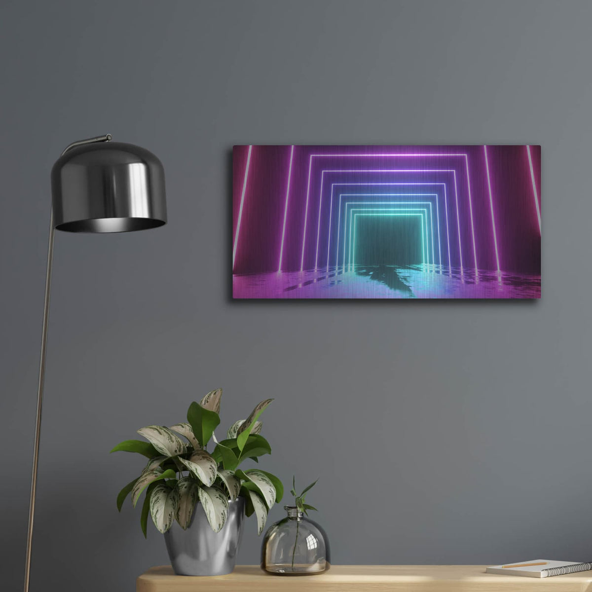 'Cyberpunk Future' by Luxe Metal Portfolio – Metal Wall Art, 24x12 room view