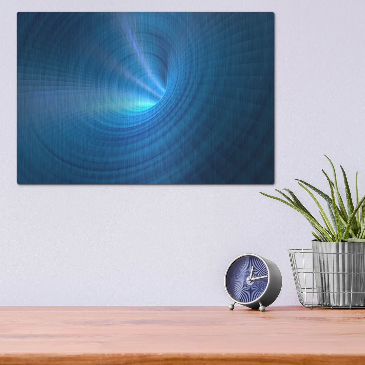 'Blue Vortex' by Luxe Metal Portfolio – Metal Wall Art, 16x12 room view