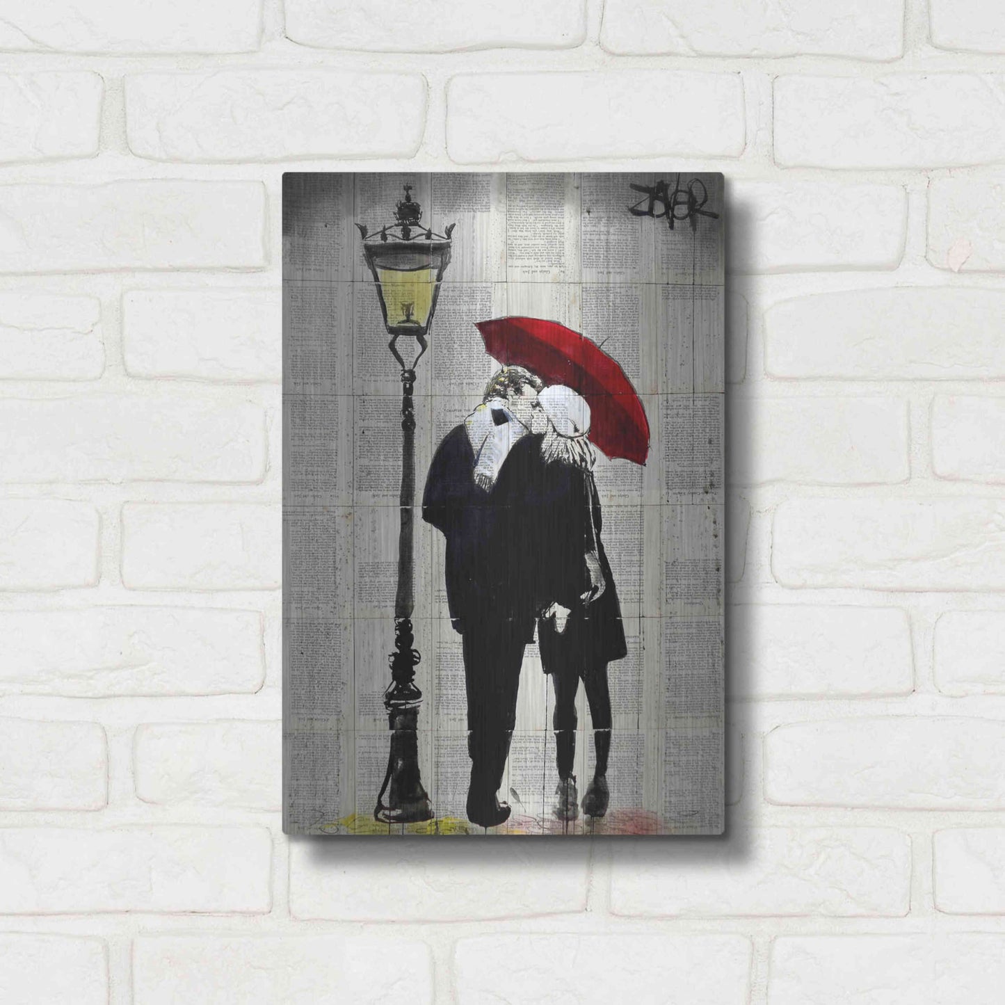 Luxe Metal Art 'Lamp Lovers' by Loui Jover, Metal Wall Art,12x16