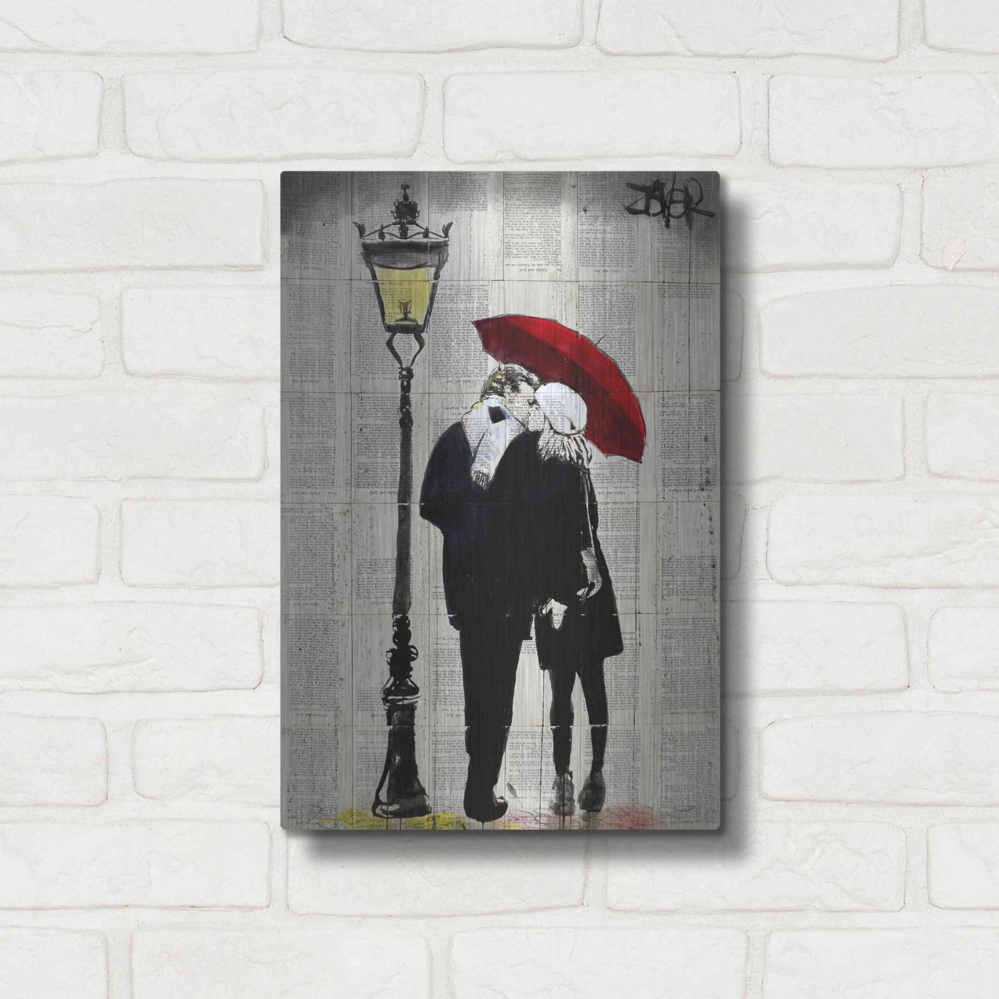 Luxe Metal Art 'Lamp Lovers' by Loui Jover, Metal Wall Art,12x16