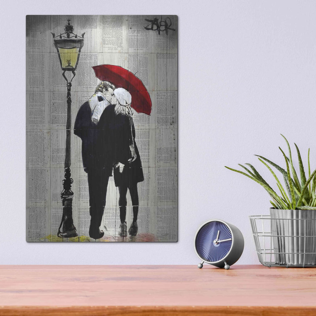 Luxe Metal Art 'Lamp Lovers' by Loui Jover, Metal Wall Art,12x16