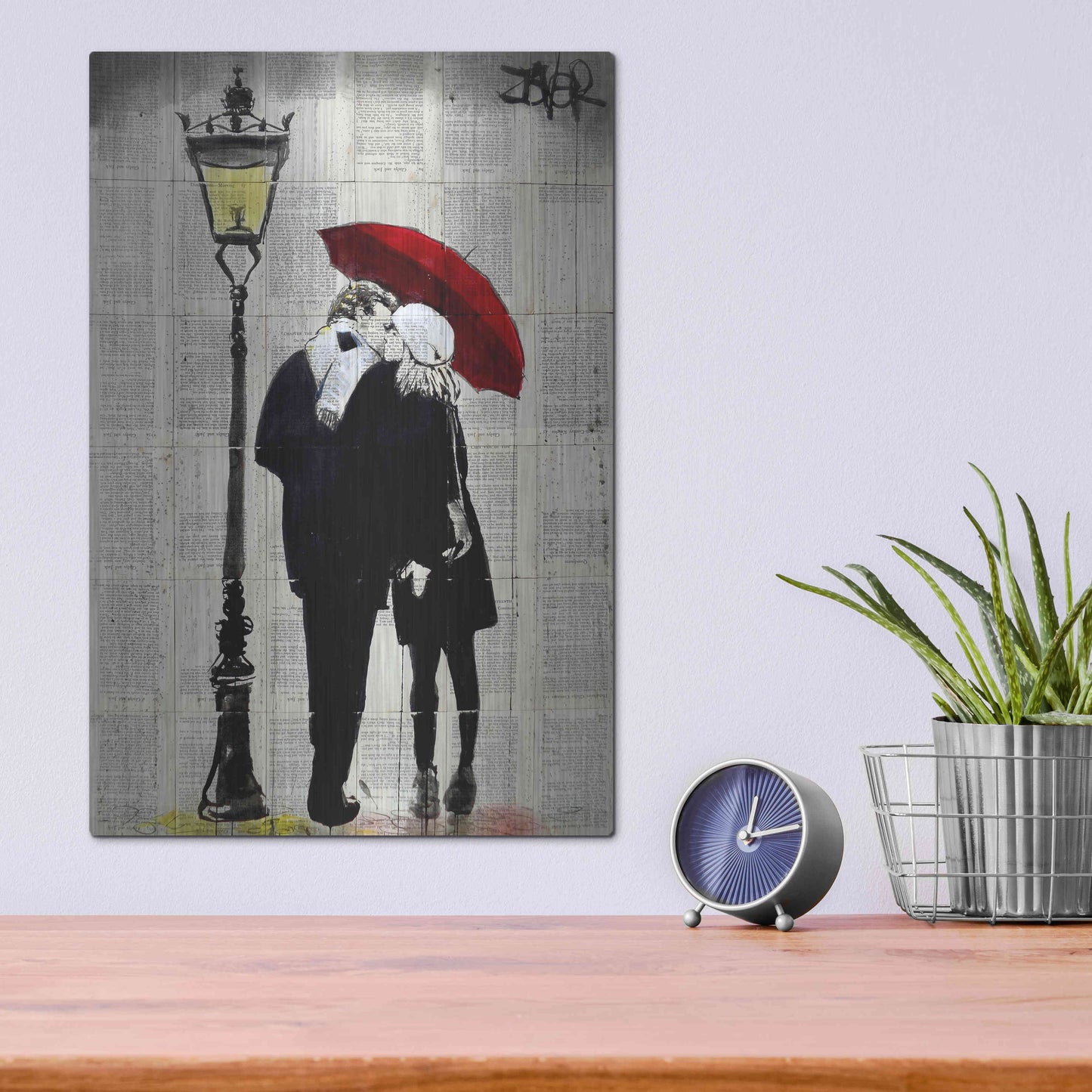 Luxe Metal Art 'Lamp Lovers' by Loui Jover, Metal Wall Art,12x16