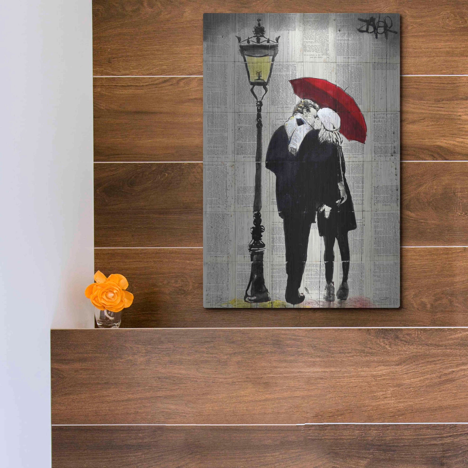 Luxe Metal Art 'Lamp Lovers' by Loui Jover, Metal Wall Art,12x16