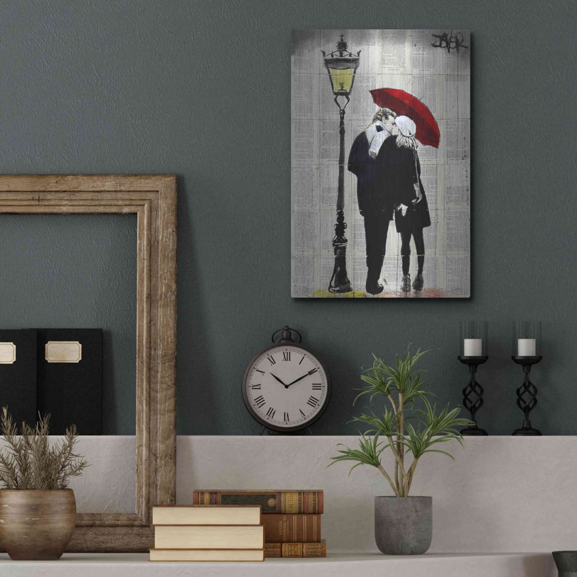 Luxe Metal Art 'Lamp Lovers' by Loui Jover, Metal Wall Art,12x16