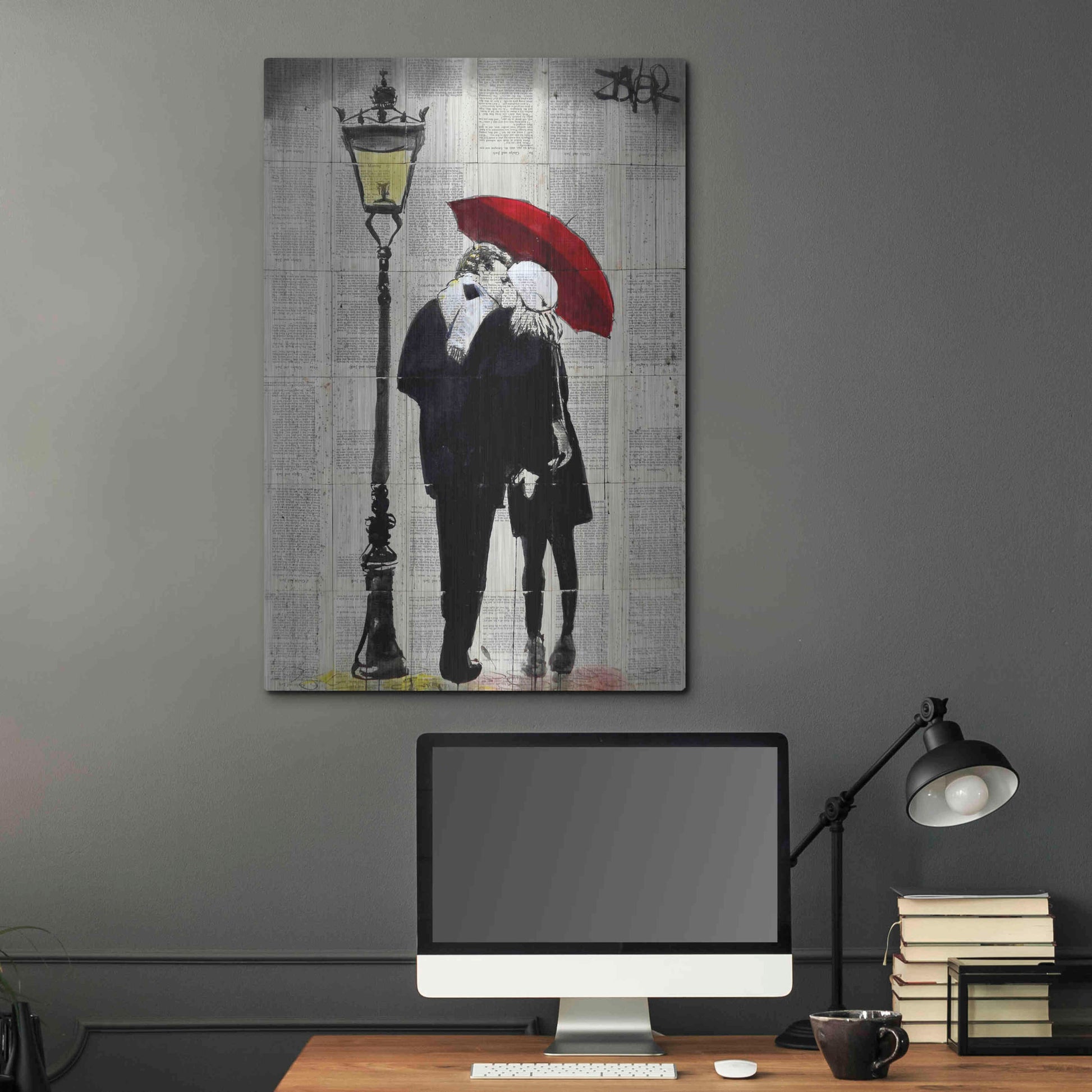 Luxe Metal Art 'Lamp Lovers' by Loui Jover, Metal Wall Art,24x36