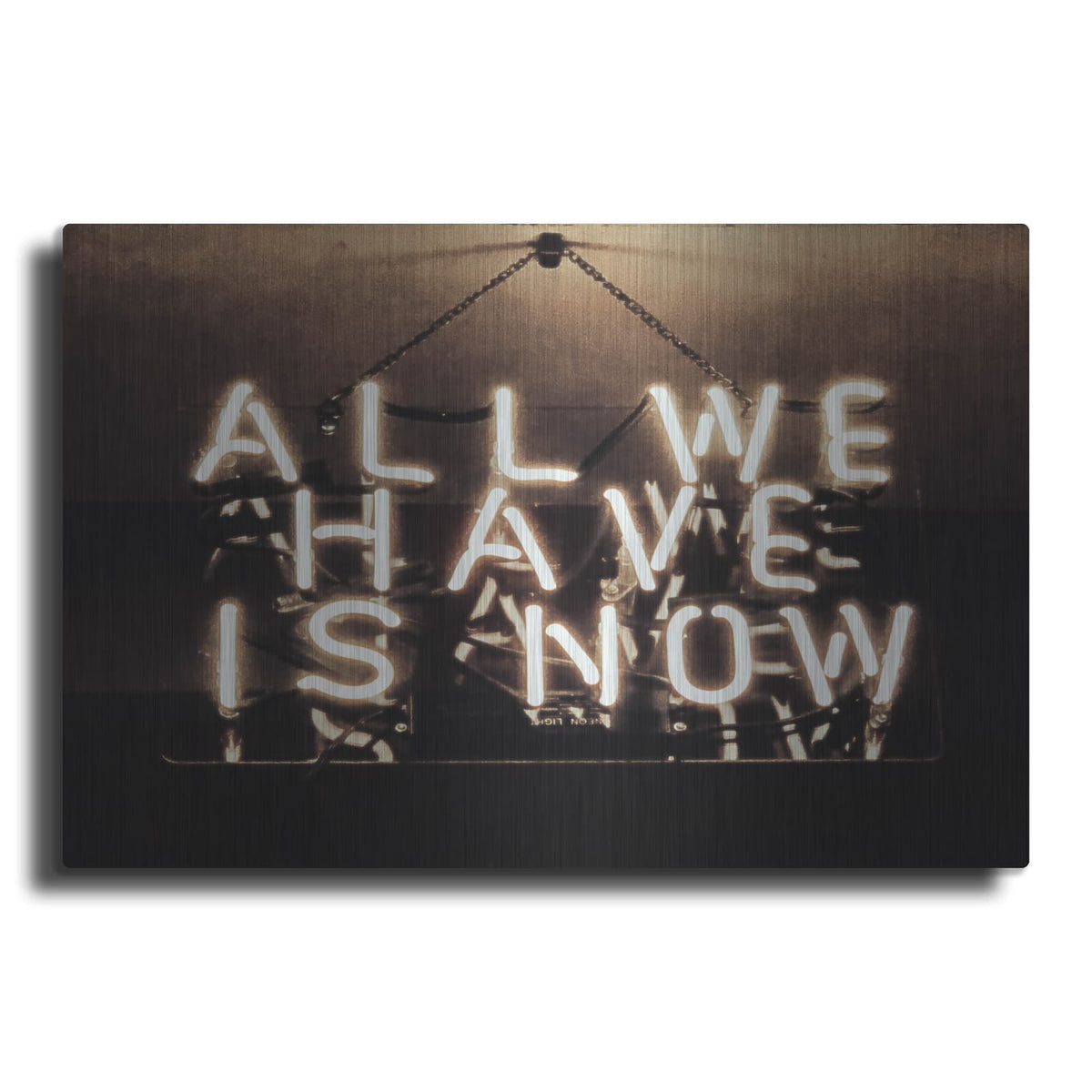 'All We Have Is Now In Neon White' by Luxe Metal Portfolio – Metal Wall Art