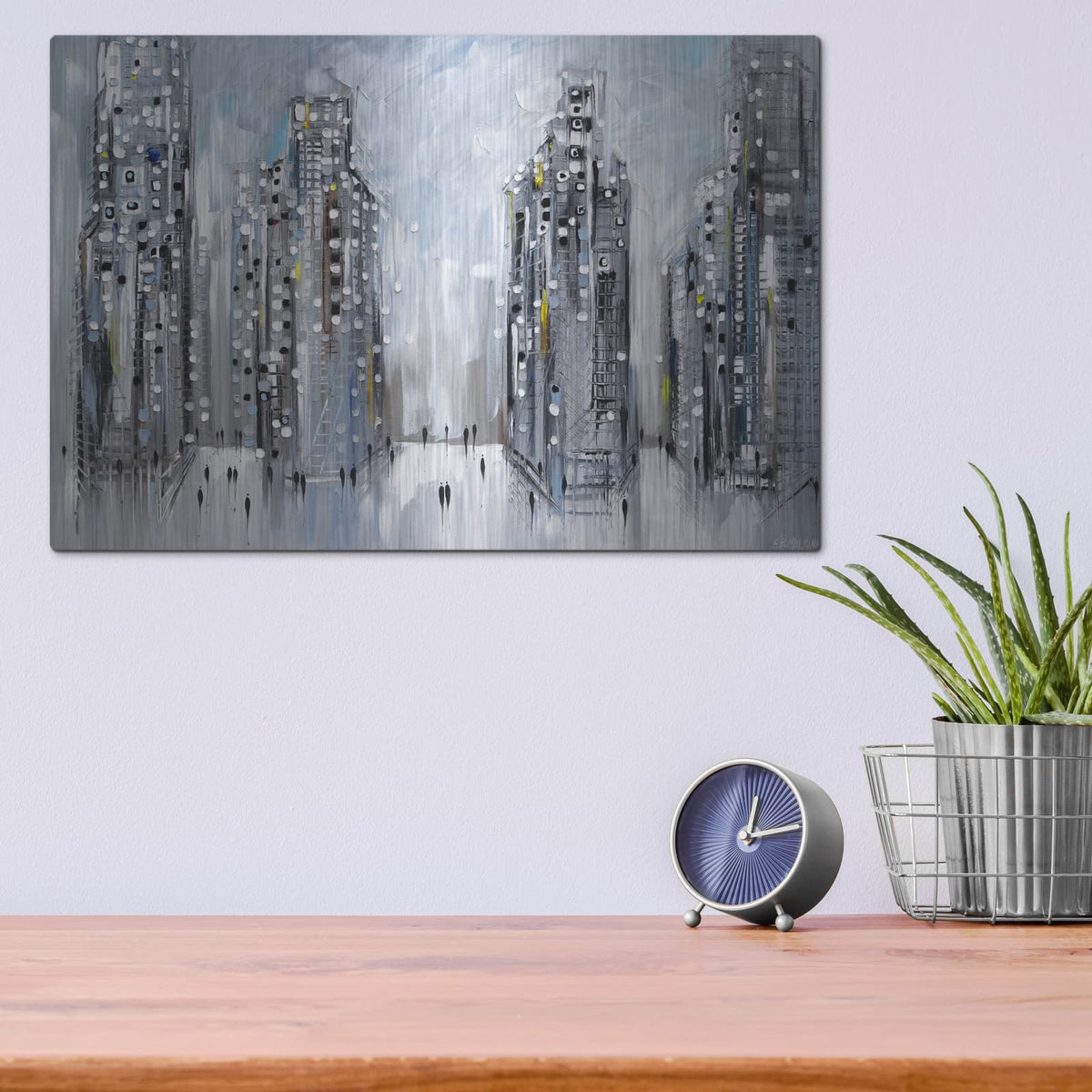 'City Street Scene' by Ekaterina Ermilkina – Metal Wall Art, 16x12 room view