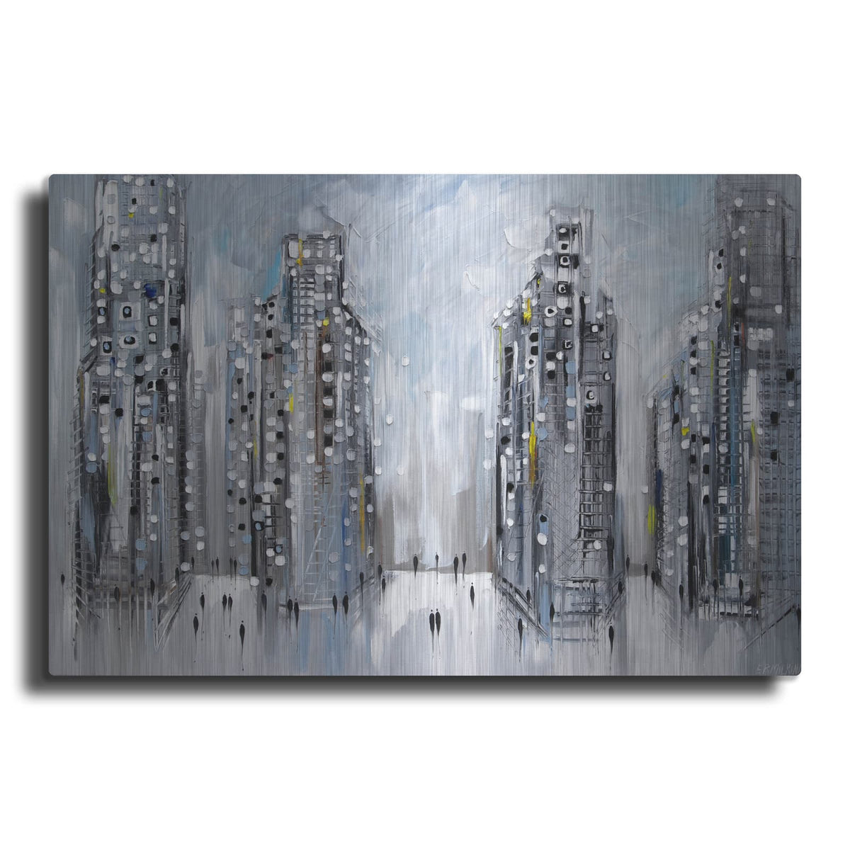'City Street Scene' by Ekaterina Ermilkina – Metal Wall Art