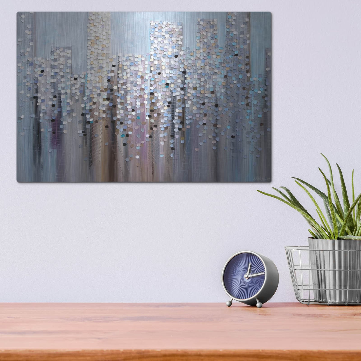 'Dreamy Skyline' by Ekaterina Ermilkina – Metal Wall Art, 16x12 room view