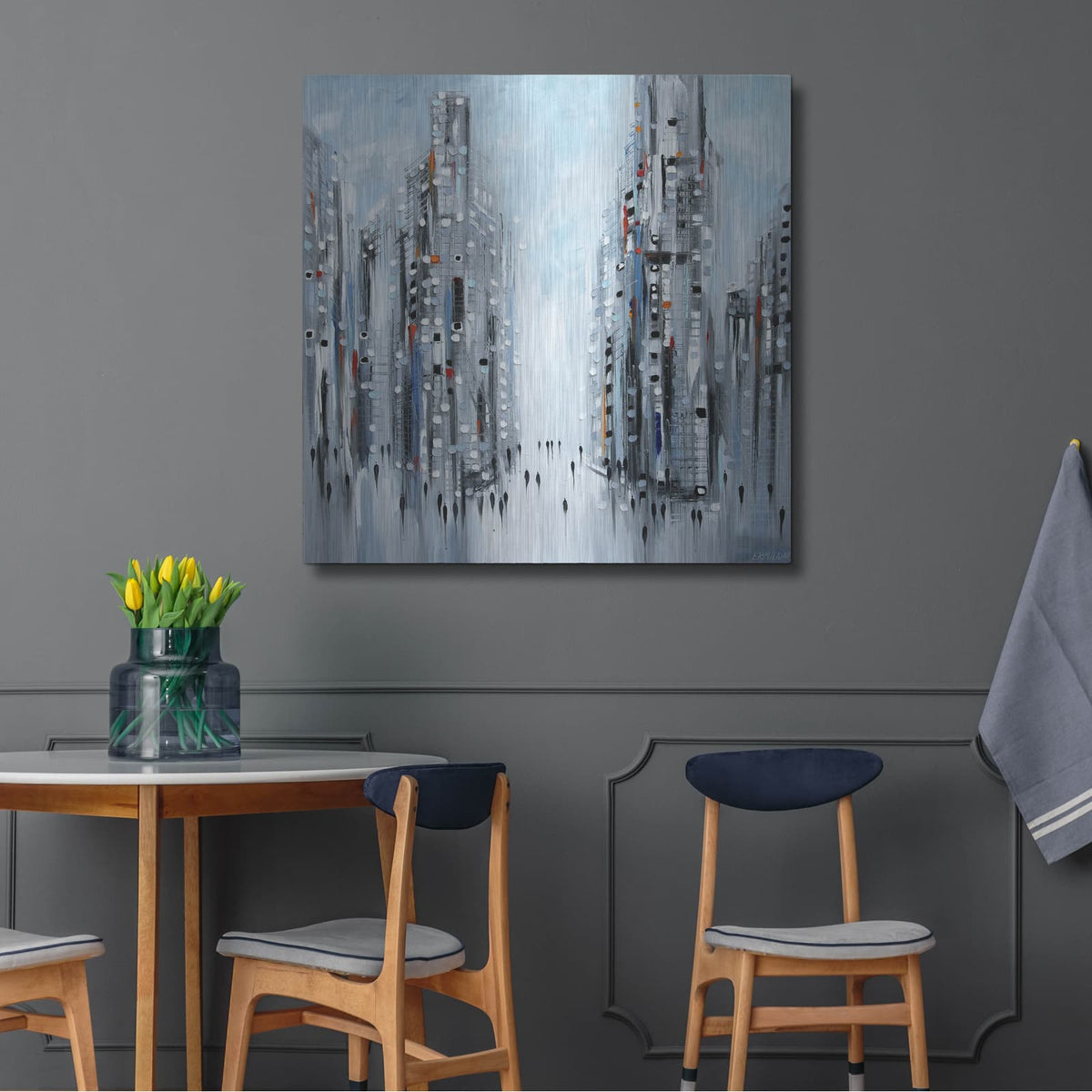 'Jam City' by Ekaterina Ermilkina – Metal Wall Art, 36x36 room view