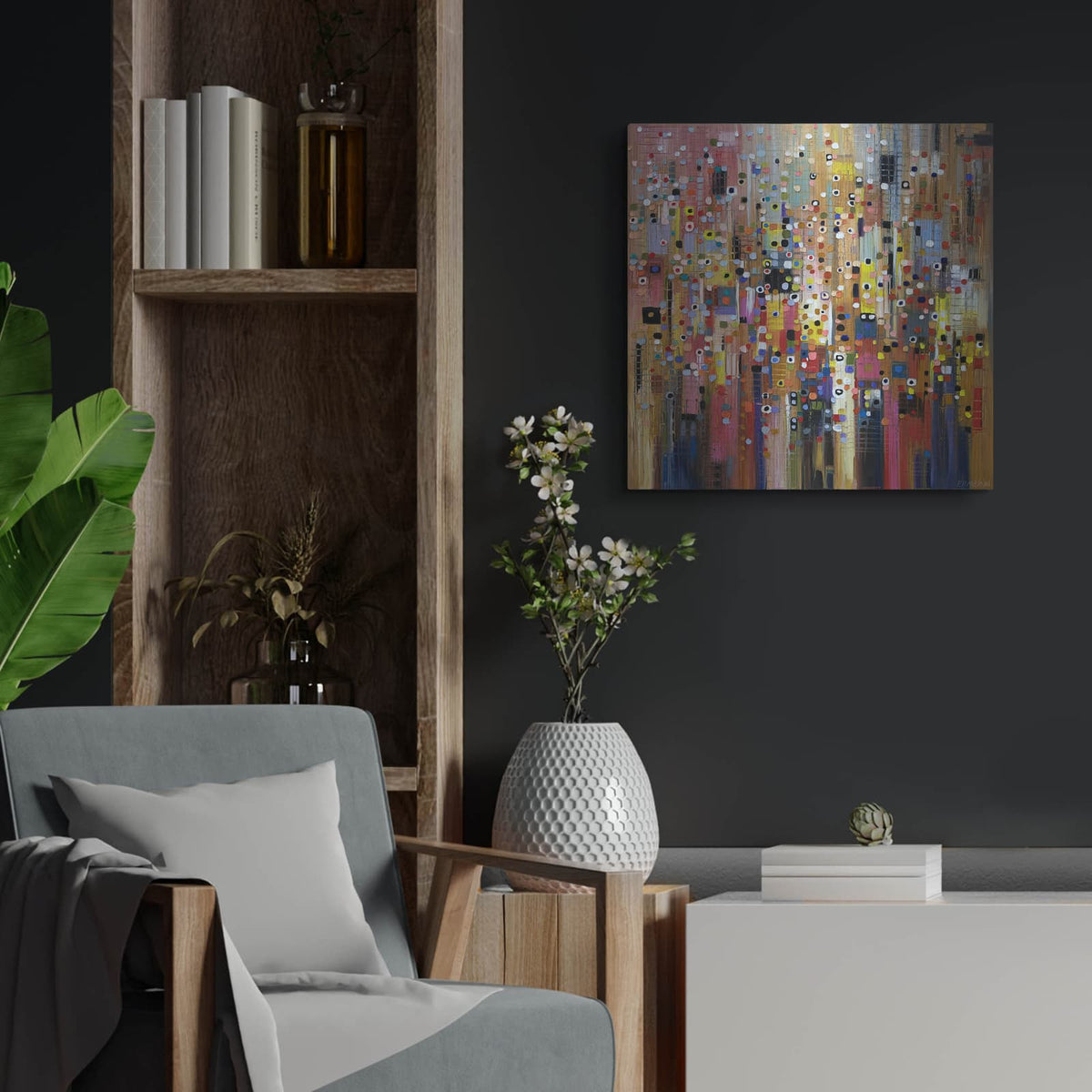 'Nocturne' by Ekaterina Ermilkina – Metal Wall Art, 24x24 room view