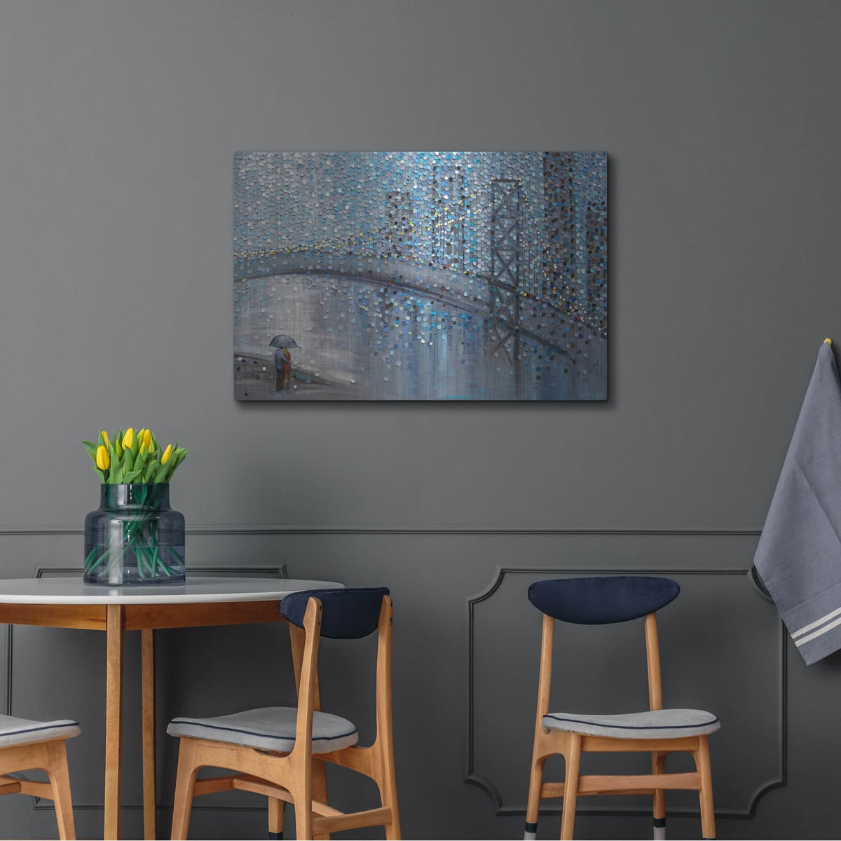 'Rainy Date With The Bridge View' by Ekaterina Ermilkina – Metal Wall Art, 36x24 room view