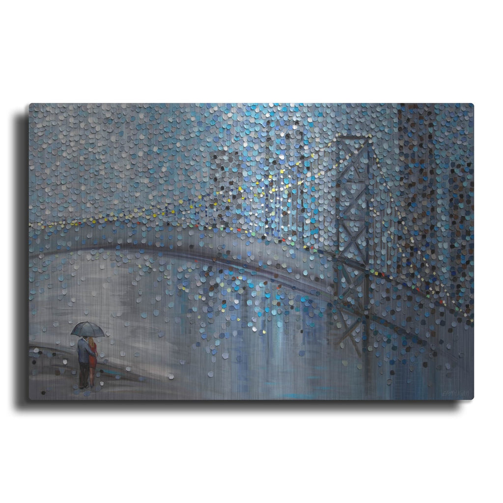 'Rainy Date With The Bridge View' by Ekaterina Ermilkina – Metal Wall Art