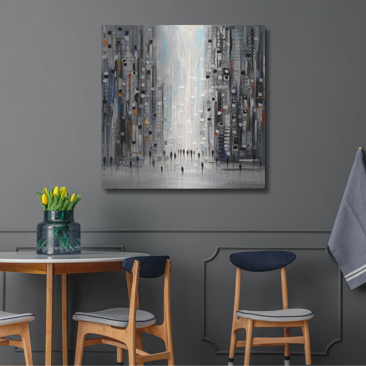 'Street LIfe' by Ekaterina Ermilkina – Metal Wall Art, 36x36 room view