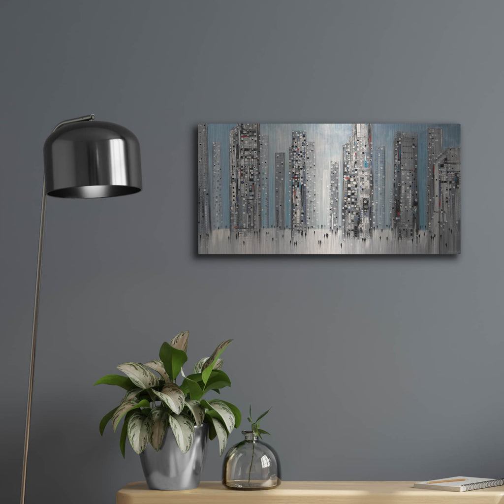 'Streets of Manhattan' by Ekaterina Ermilkina – Metal Wall Art, 24x12 room view