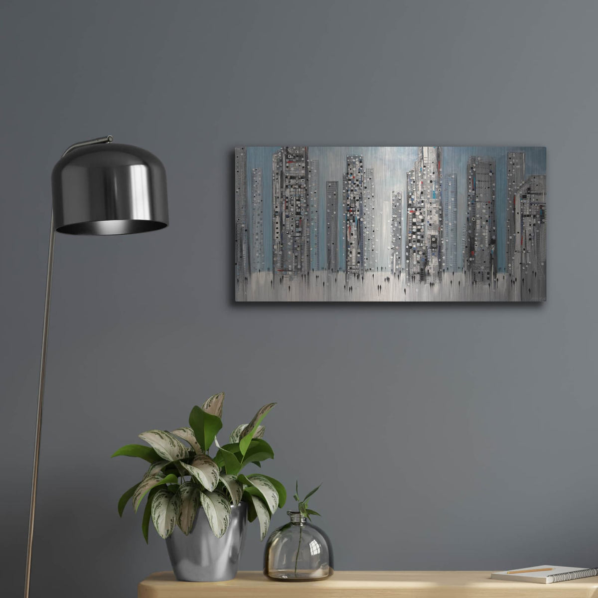 'Streets of Manhattan' by Ekaterina Ermilkina – Metal Wall Art, 24x12 room view